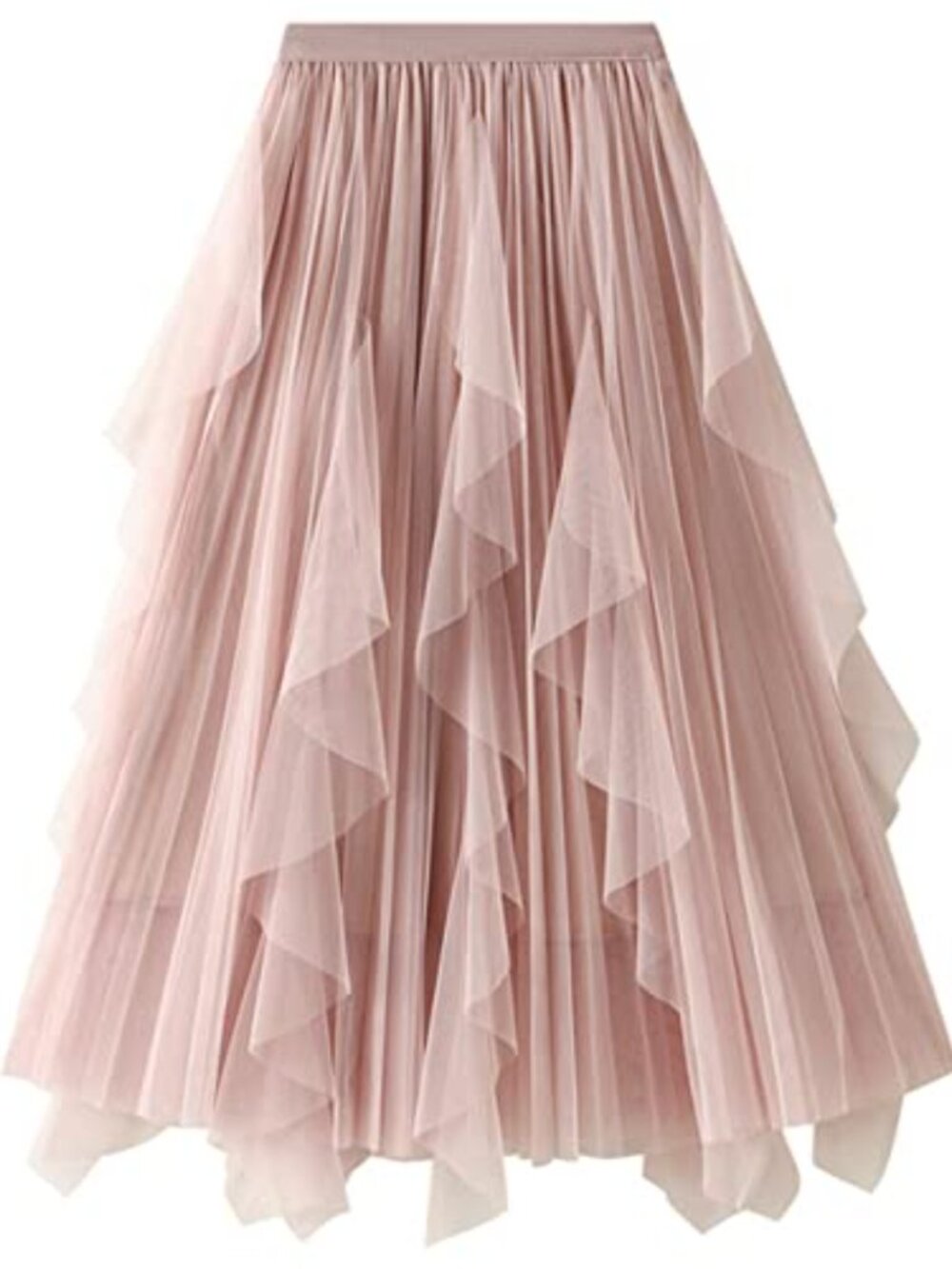 A-Line High Waist Mesh Tutu Midi Skirt with Satin Lining Party